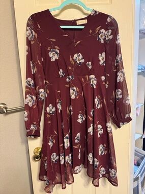 Altar'd State Floral Burgundy Dress XS
